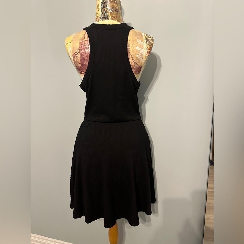 BP Sleeveless Ribbed Black Women's Close Fitting Bodice Pocket Minidress M - Picture 3 of 10